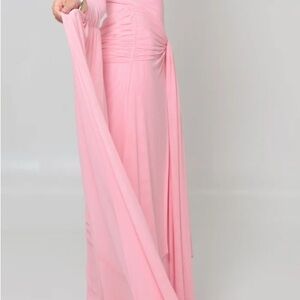 Pink long sleeve evening dress
